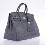 Hermes Birkin 40 Dalmatian Buffalo Metallic Silver Palladium Hardware