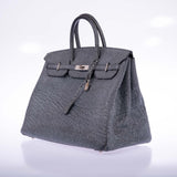 Hermes Birkin 40 Dalmatian Buffalo Metallic Silver Palladium Hardware