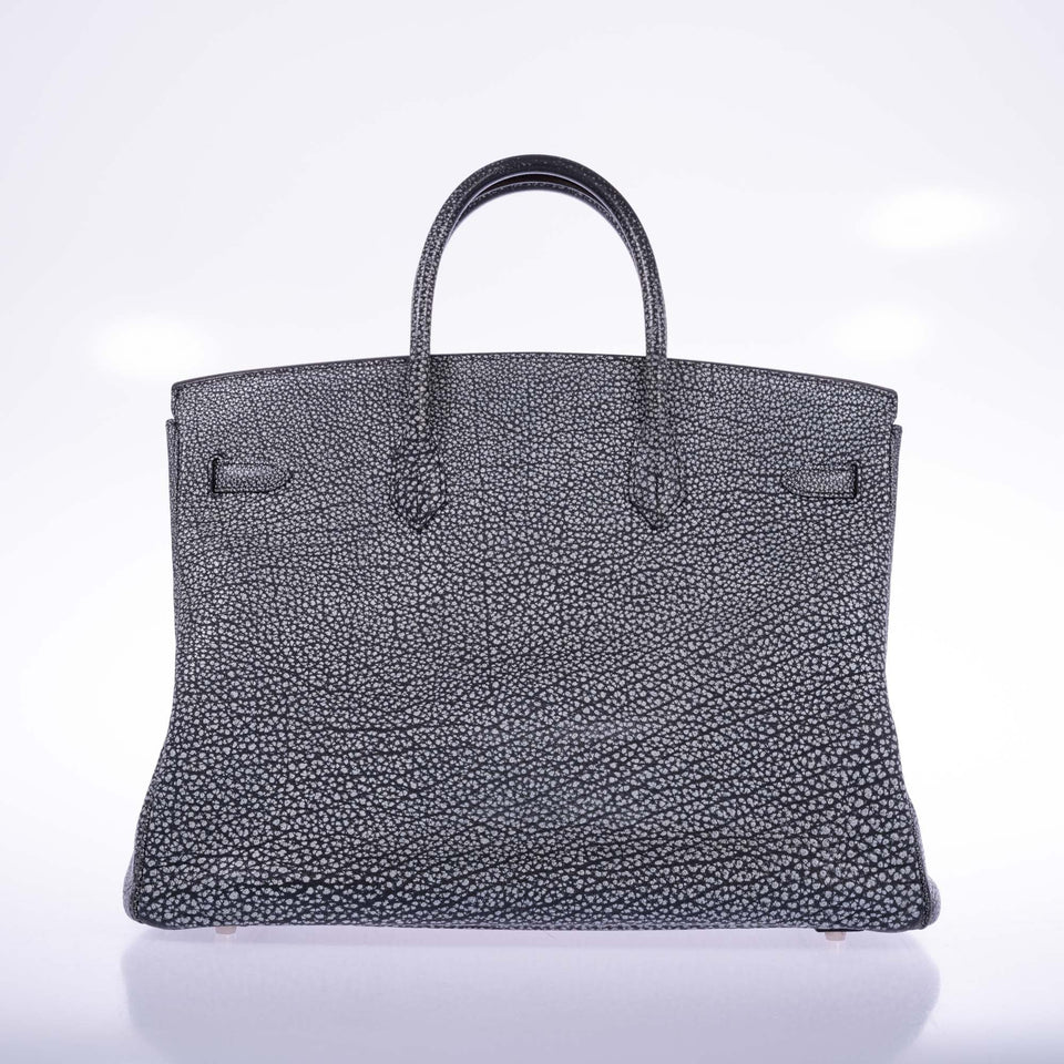 Hermes Birkin 40 Dalmatian Buffalo Metallic Silver Palladium Hardware