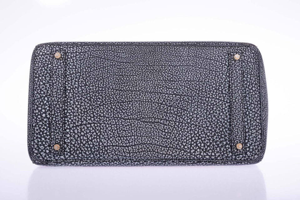 Hermes Birkin 40 Dalmatian Buffalo Metallic Silver Palladium Hardware