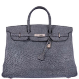 Hermes Birkin 40 Dalmatian Buffalo Metallic Silver Palladium Hardware