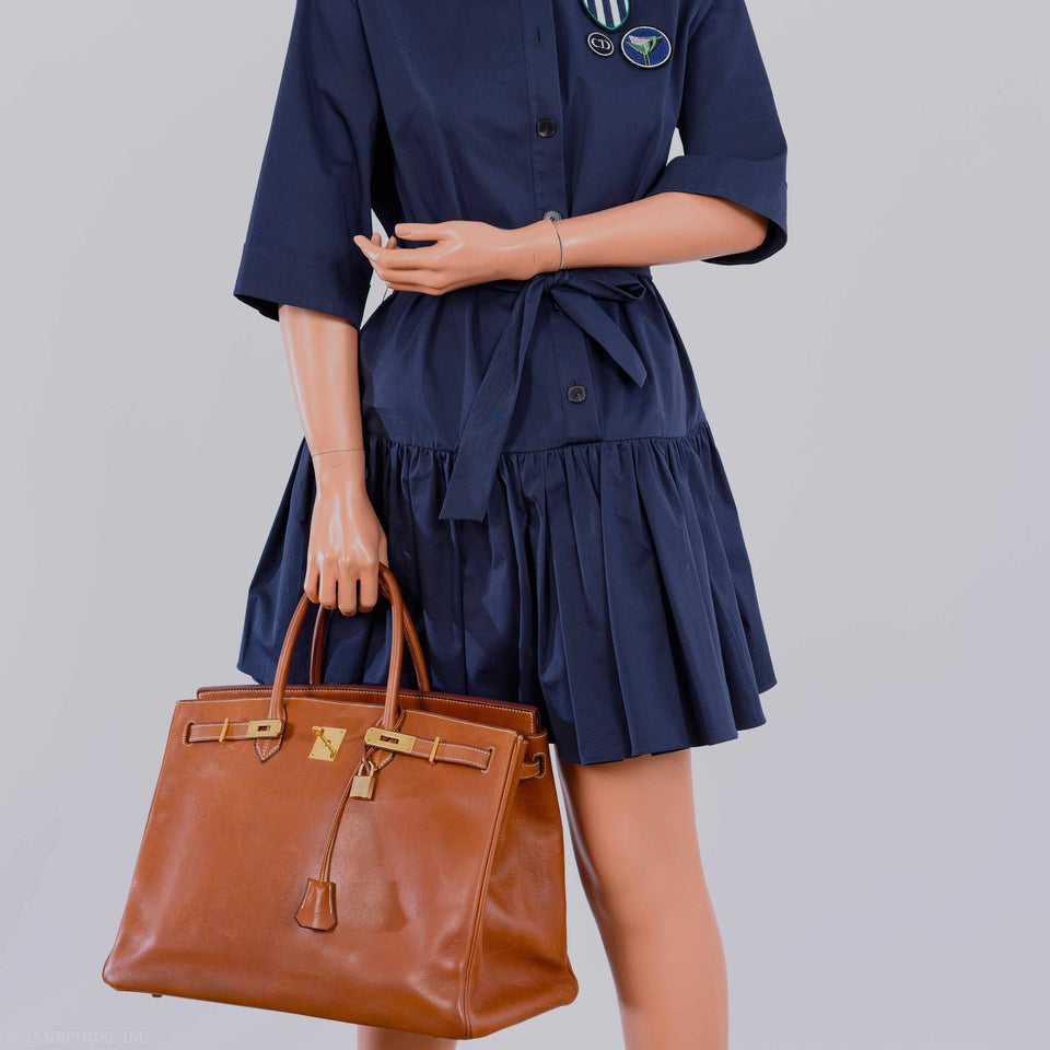 Hermes Birkin 40 Fauve Barenia Leather Gold Hardware - 1994, X Circle