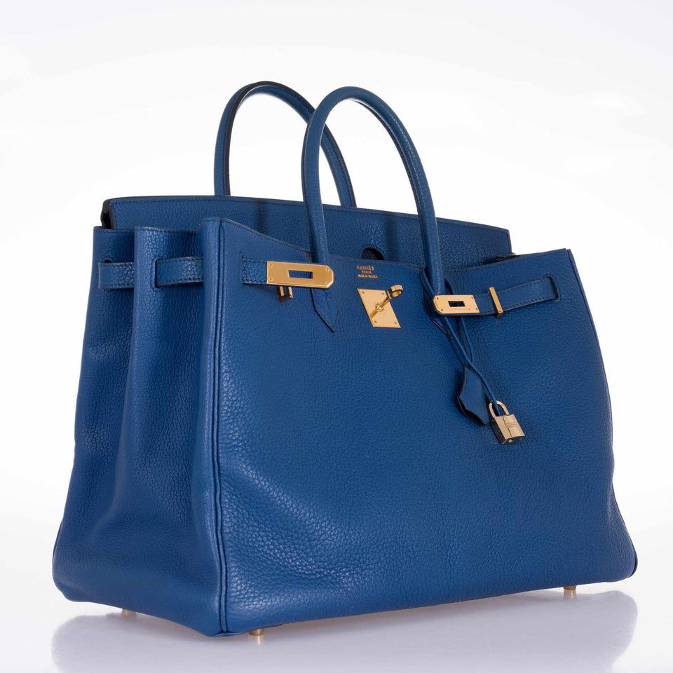 Hermes Birkin 40 French Blue Fjord Gold Hardware