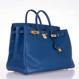 Hermes Birkin 40 French Blue Fjord Gold Hardware