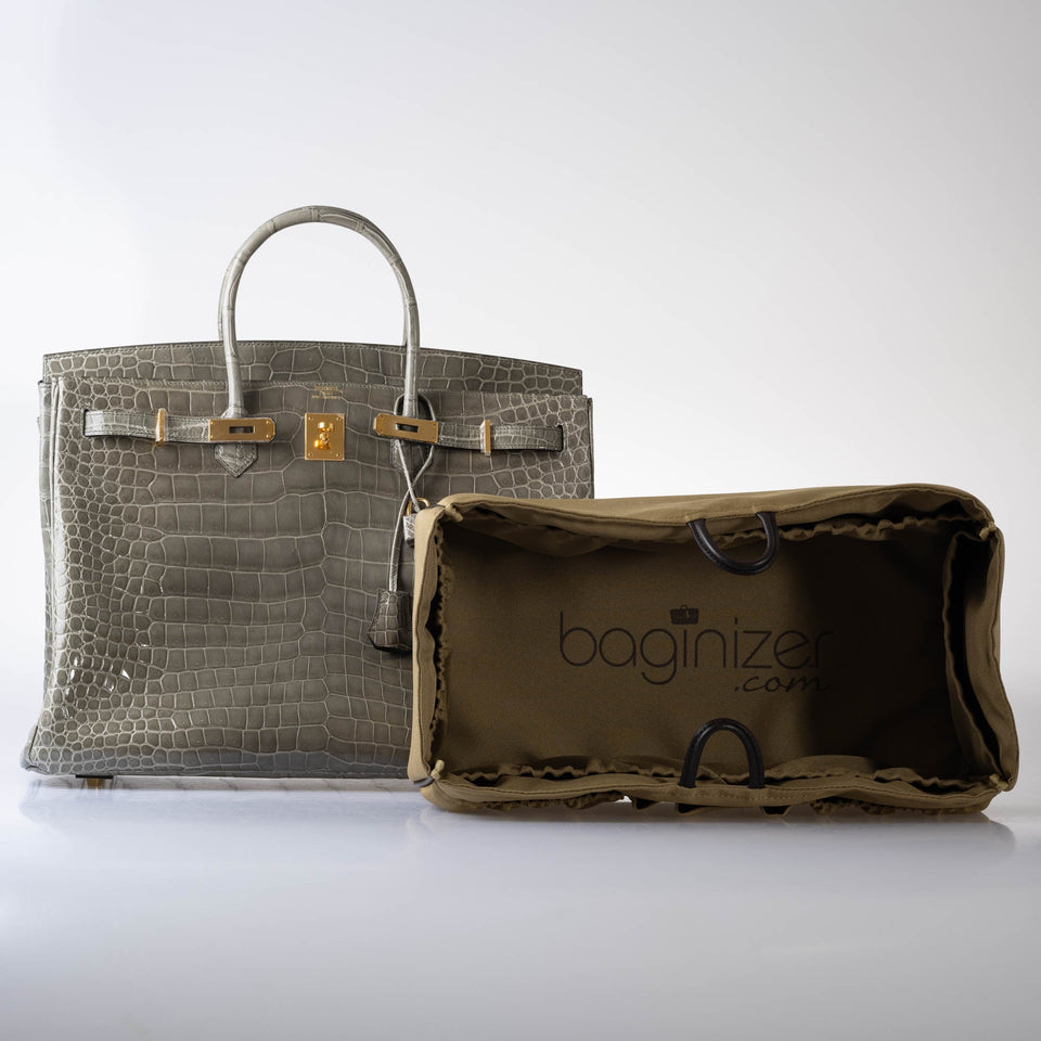Hermes Birkin 40 Gris Tourterelle Shiny Porosus Crocodile Gold Hardware