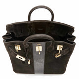 Hermes Birkin 40 HAC Black Suede & Crocodile Gold Hardware - Rare