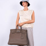 Hermes Birkin 40 HAC Etoupe Clemence Palladium Hardware