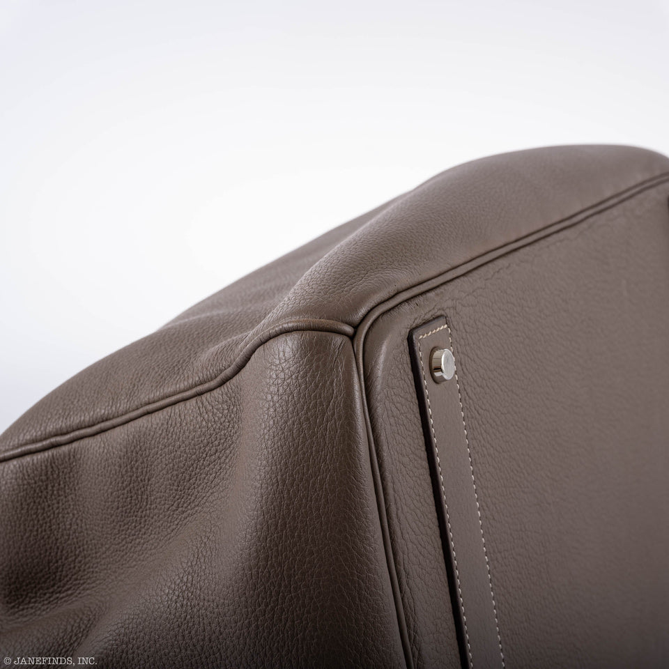 Hermes Birkin 40 HAC Etoupe Clemence Palladium Hardware