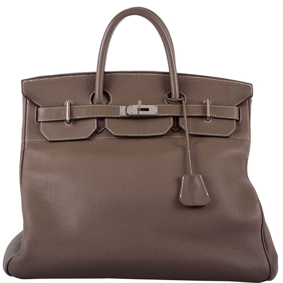 Hermes Birkin 40 HAC Etoupe Clemence Palladium Hardware