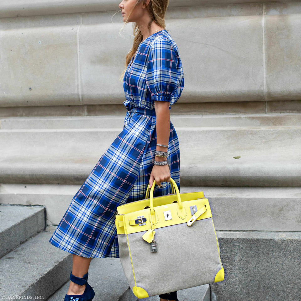 Hermes Birkin 40 HAC Lime & Ficelle Evercolor Toile De Camp Palladium Hardware - Runway