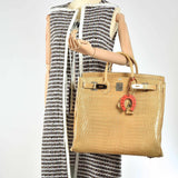 Hermes Birkin 40 HAC Poussiere Porosus Crocodile Beige Palladium Hardware