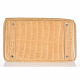 Hermes Birkin 40 HAC Poussiere Porosus Crocodile Beige Palladium Hardware