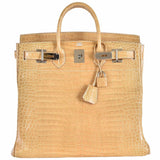 Hermes Birkin 40 HAC Poussiere Porosus Crocodile Beige Palladium Hardware