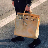 Hermes Birkin 40 HAC Poussiere Porosus Crocodile Palladium Hardware - 2006