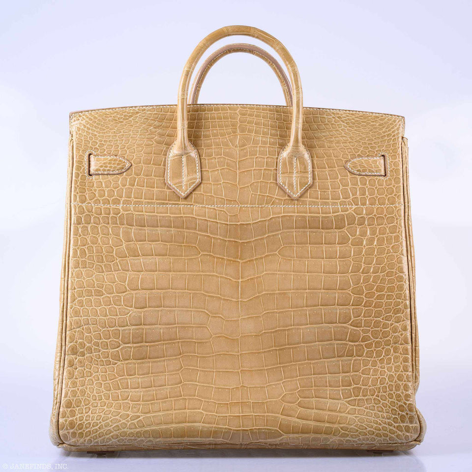 Hermes Birkin 40 HAC Poussiere Porosus Crocodile Palladium Hardware - 2006