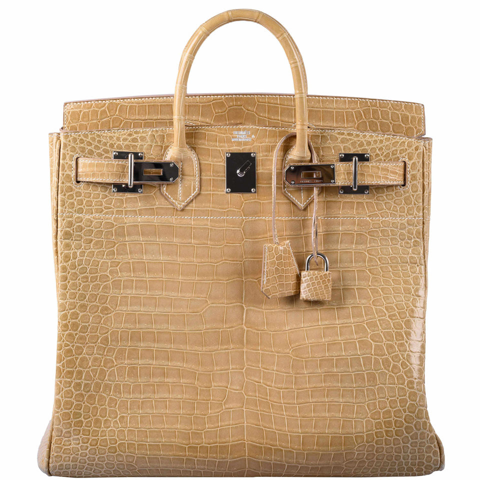 Hermes Birkin 40 HAC Poussiere Porosus Crocodile Palladium Hardware - 2006