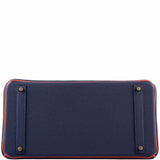 Hermes Birkin 40 HSS Blue Nuit & Orange Poppy Interior & Piping Togo Brushed Gold Hardware