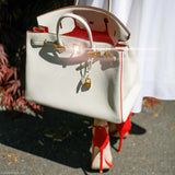 Hermes Birkin 40 HSS Craie And Vermillion Red Togo Gold Hardware