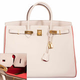Hermes Birkin 40 HSS Craie And Vermillion Red Togo Gold Hardware