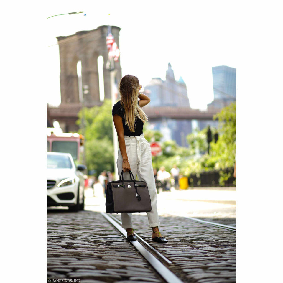 Hermes Birkin 40 HSS Etain Vert Fonce And Black Togo Palladium Hardware