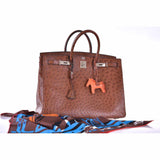 Hermes Birkin 40 Noisette Chevre Leather Beige Ostrich Palladium Hardware