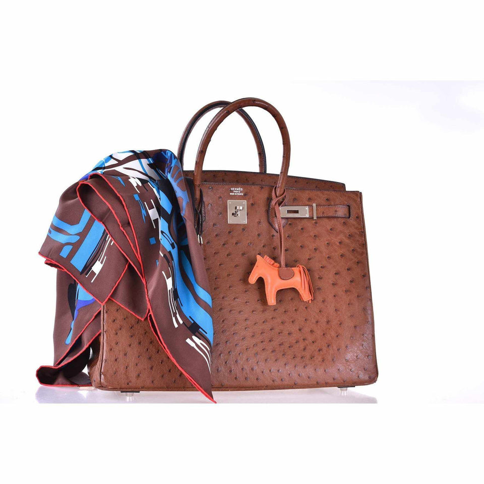 Hermes Birkin 40 Noisette Chevre Leather Beige Ostrich Palladium Hardware