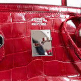 Hermes Birkin 40 Red Braise Porosus Crocodile Palladium Hardware