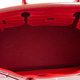 Hermes Birkin 40 Red Braise Porosus Crocodile Palladium Hardware