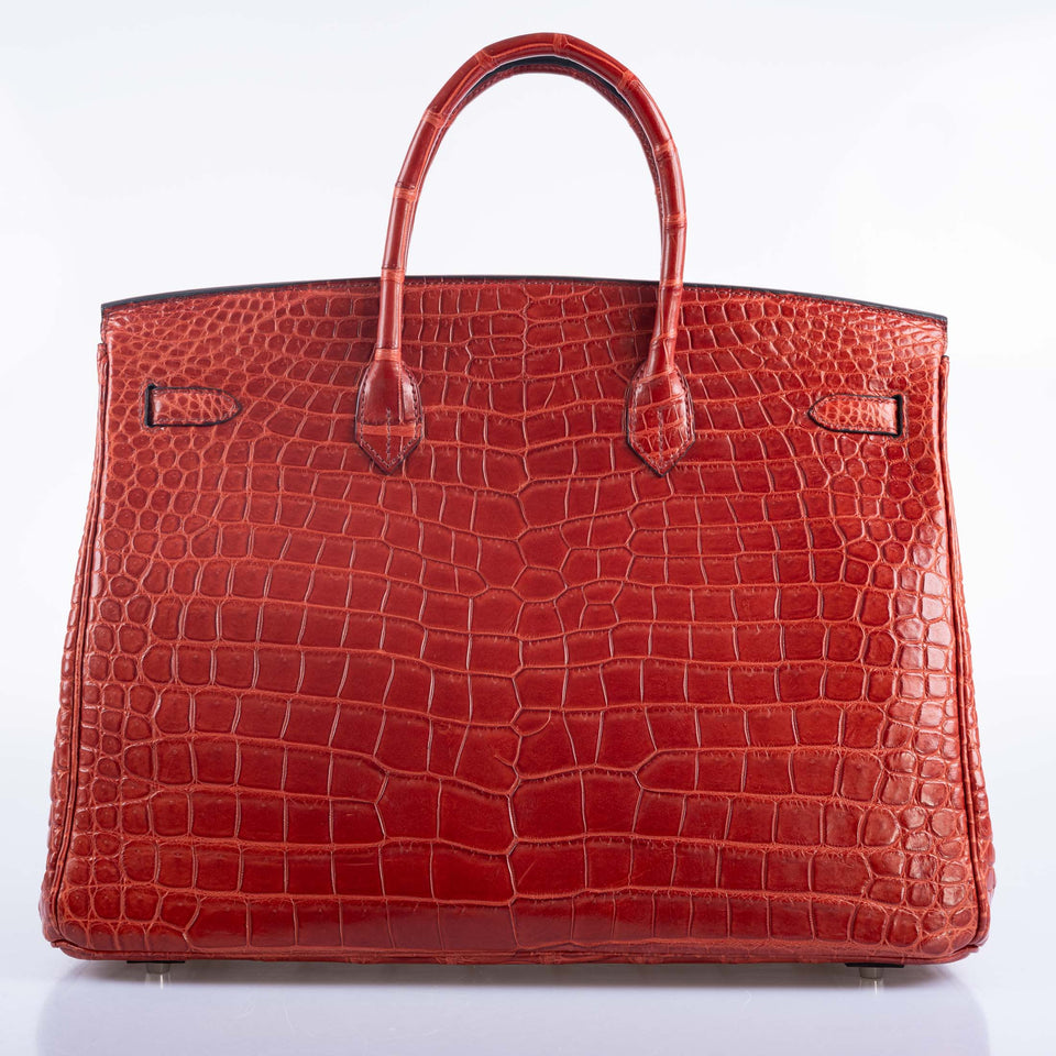 Hermes Birkin 40 Rouge H Matte Porosus Crocodile with Palladium Hardware