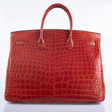 Hermes Birkin 40 Rouge H Matte Porosus Crocodile with Palladium Hardware