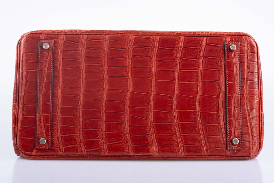 Hermes Birkin 40 Rouge H Matte Porosus Crocodile with Palladium Hardware