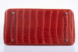 Hermes Birkin 40 Rouge H Matte Porosus Crocodile with Palladium Hardware