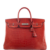 Hermes Birkin 40 Rouge H Matte Porosus Crocodile with Palladium Hardware