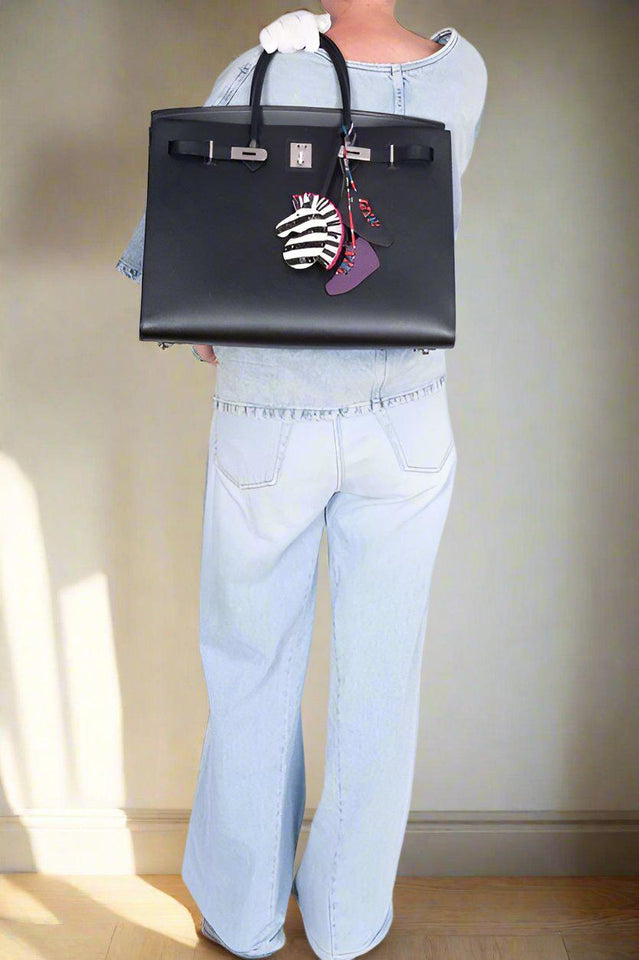 Hermes Birkin 40 Sellier Noir Hunter Vache Palladium Hardware