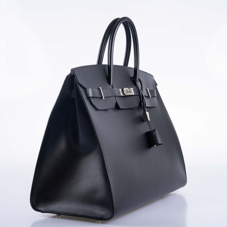 Hermes Birkin 40 Sellier Noir Hunter Vache Palladium Hardware