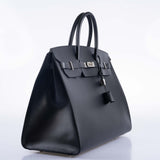 Hermes Birkin 40 Sellier Noir Hunter Vache Palladium Hardware