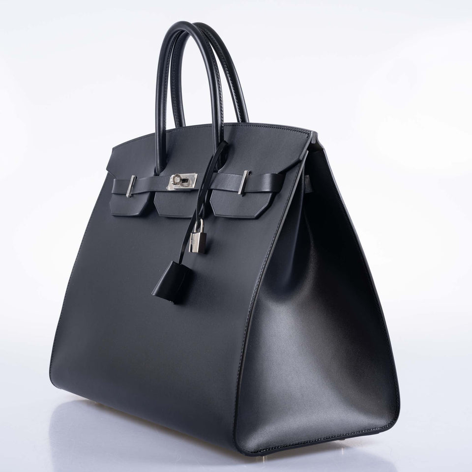Hermes Birkin 40 Sellier Noir Hunter Vache Palladium Hardware