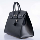 Hermes Birkin 40 Sellier Noir Hunter Vache Palladium Hardware