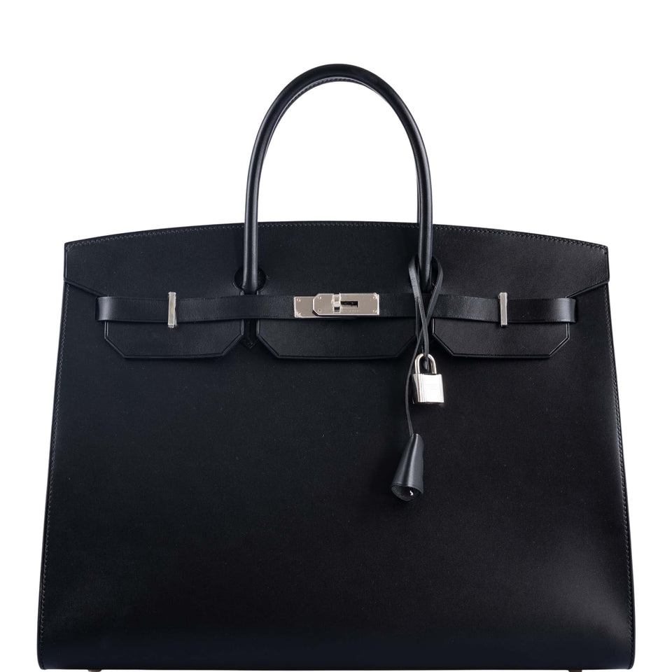 Hermes Birkin 40 Sellier Noir Hunter Vache Palladium Hardware