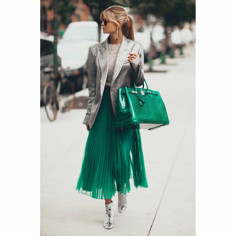 Hermes Birkin 40 Vert Emerald Porosus Crocodile Palladium Hardware