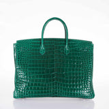 Hermes Birkin 40 Vert Emerald Porosus Crocodile Palladium Hardware