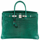 Hermes Birkin 40 Vert Emerald Porosus Crocodile Palladium Hardware