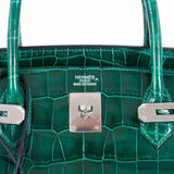 Hermes Birkin 40 Vert Emeraude (Emerald) Porosus Crocodile Palladium Hardware