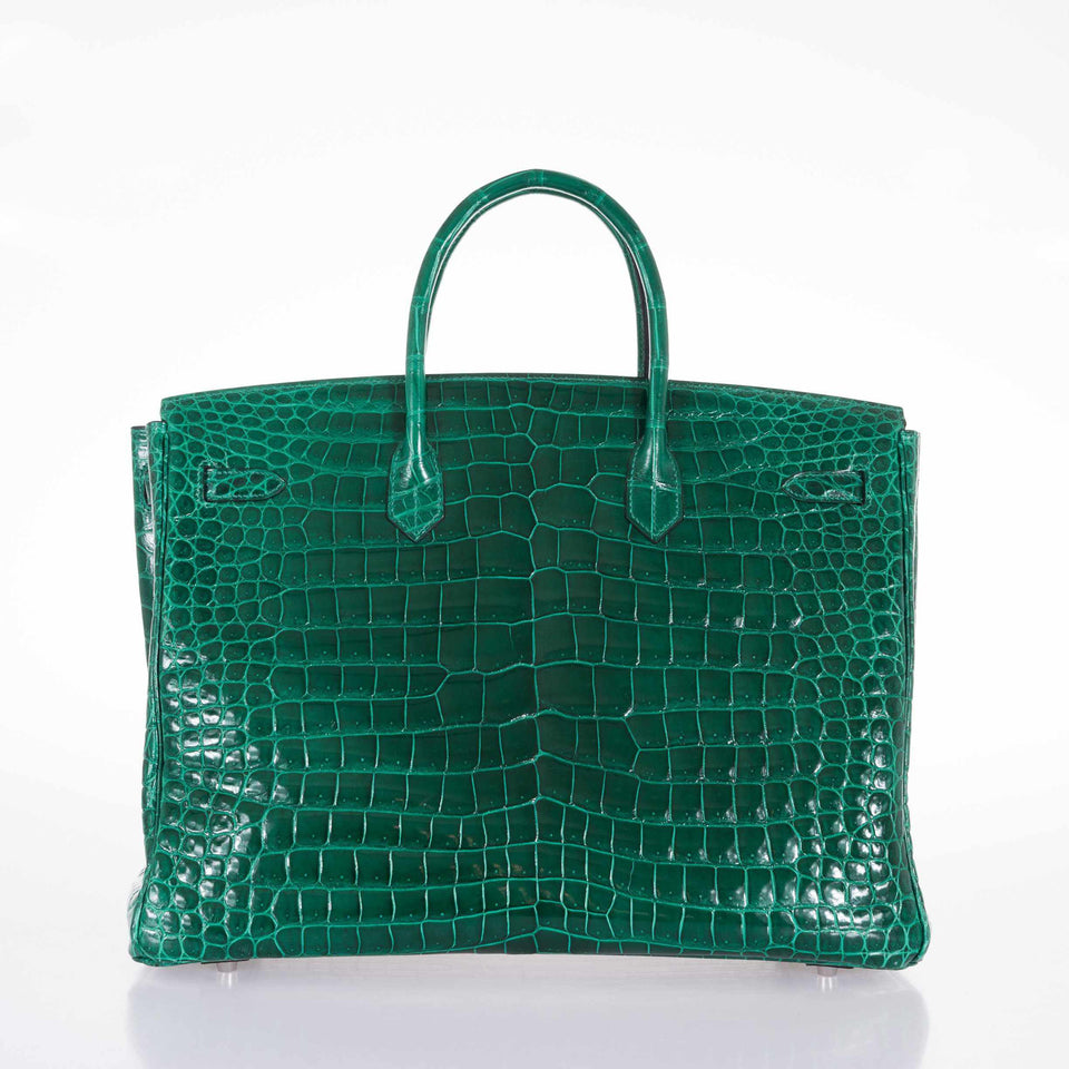 Hermes Birkin 40 Vert Emeraude (Emerald) Porosus Crocodile Palladium Hardware