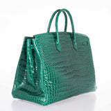 Hermes Birkin 40 Vert Emeraude (Emerald) Porosus Crocodile Palladium Hardware