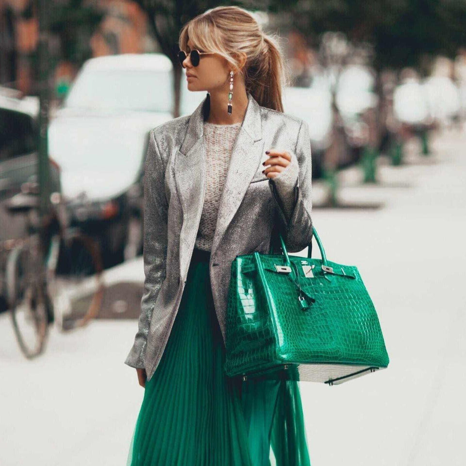 Hermes Birkin 40 Vert Emeraude (Emerald) Porosus Crocodile Palladium Hardware