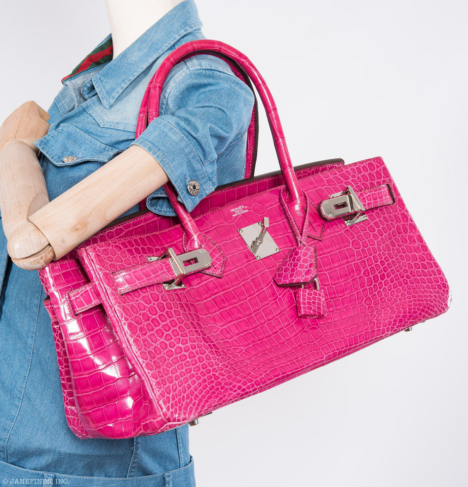 Hermes Birkin 42 JPG Jean Paul Gaultier Fuchsia Porosus Crocodile Palladium Hardware