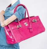 Hermes Birkin 42 JPG Jean Paul Gaultier Fuchsia Porosus Crocodile Palladium Hardware