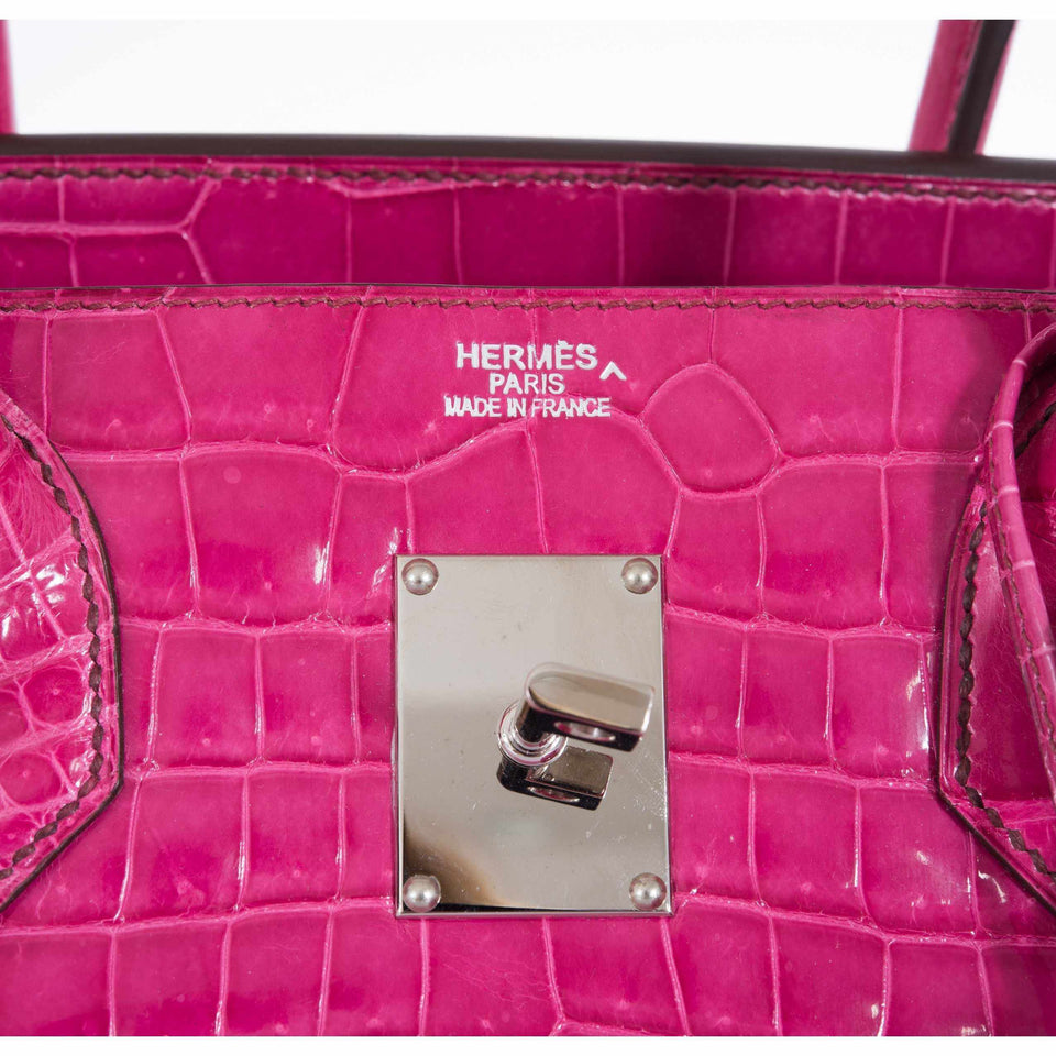Hermes Birkin 42 JPG Jean Paul Gaultier Fuchsia Porosus Crocodile Palladium Hardware