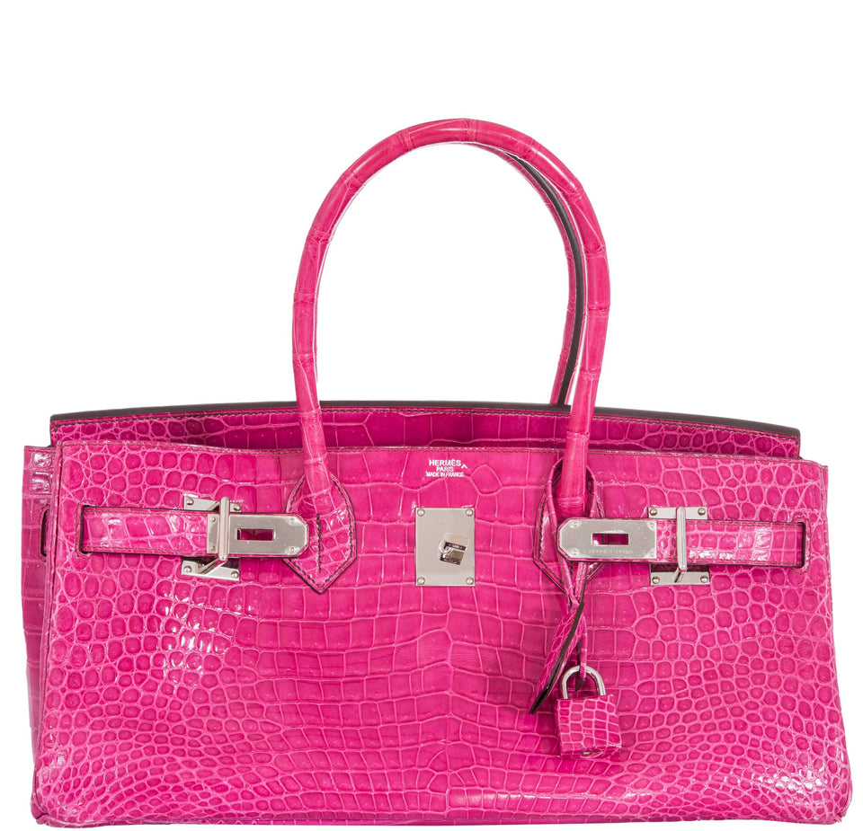 Hermes Birkin 42 JPG Jean Paul Gaultier Fuchsia Porosus Crocodile Palladium Hardware
